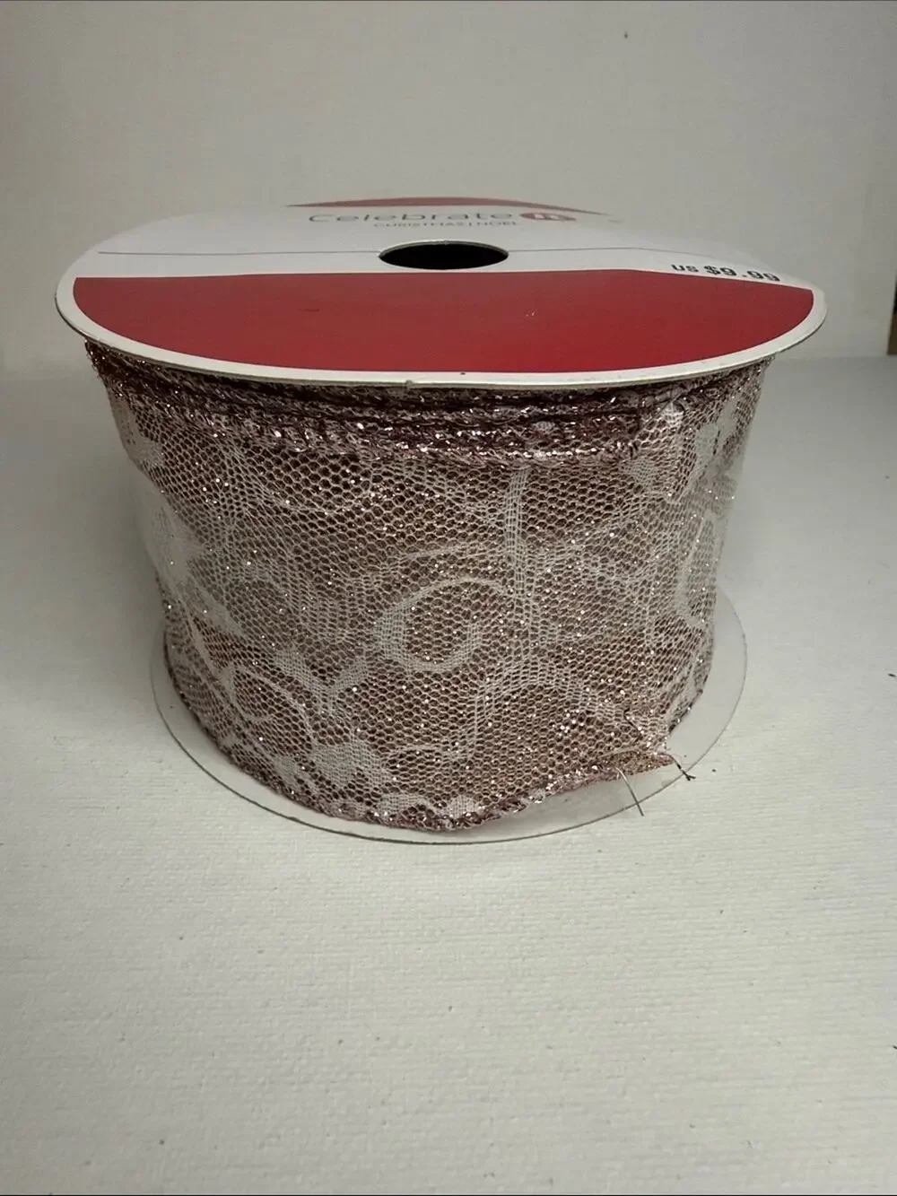 Celebrate It Metallic Lace Ribbon - Rose
